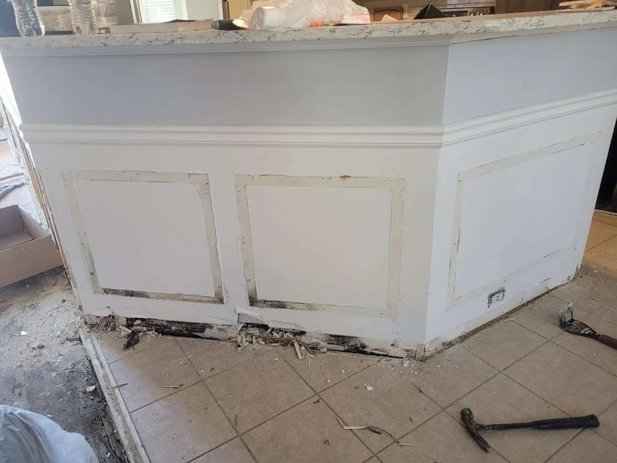 Water damage and mold on kitchen during Storm Damage Restoration in Evanston